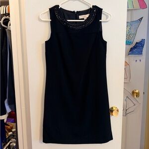 LOFT Black Embellished Shift Dress